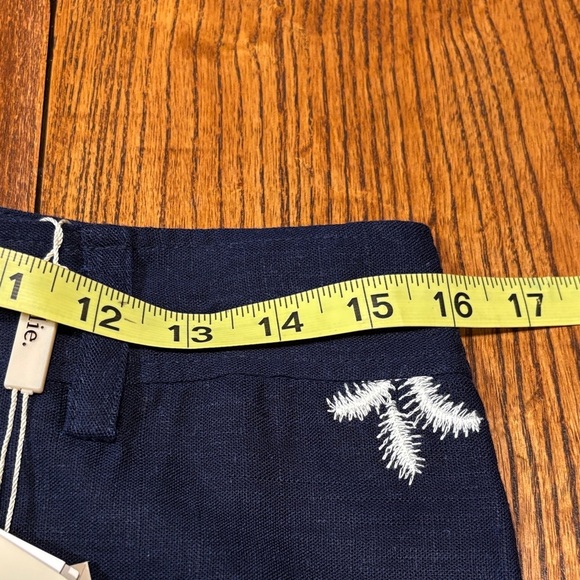 Elie Tahari Navy Blue/W Cream Colored Embroidered Palm Trees Wide Leg Size 10 - Picture 2 of 14